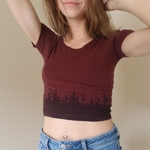 Maroon treeline crop top